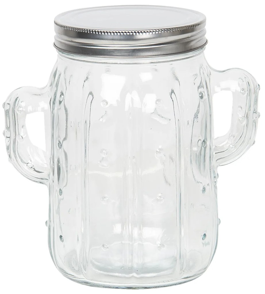 Sklenená skladovacia nádoba s viečkom a uchami S - 16 * 11 * 17 cm / 1L