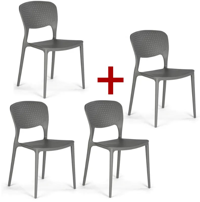 Plastová jedálenská stolička EASY II 3+1 ZADARMO, sivá