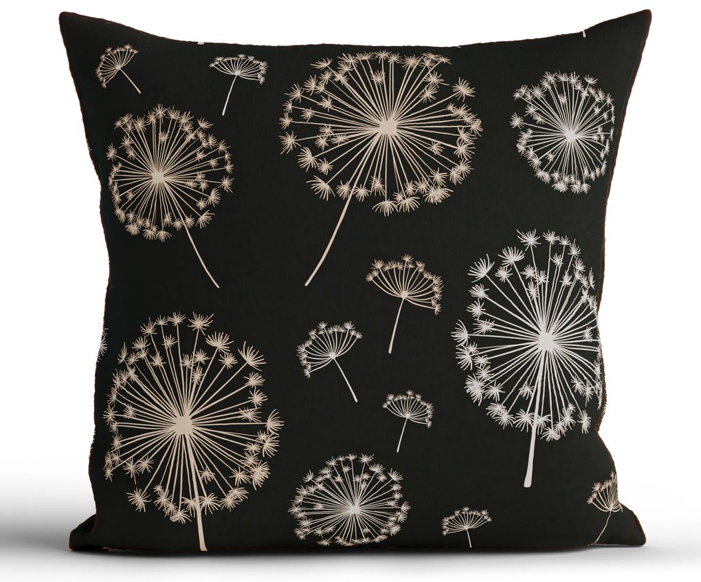 Bavlnená obliečka na vankúš Renforcé 40 × 40 cm - Púpavy čierne