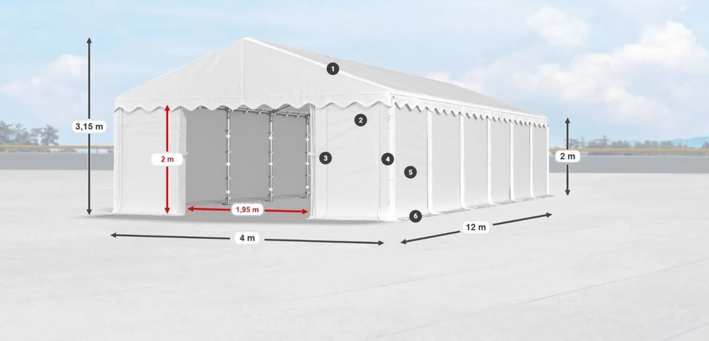 Bestent Skladová hala/ garáž 4x12x2m Comfort PE 240g