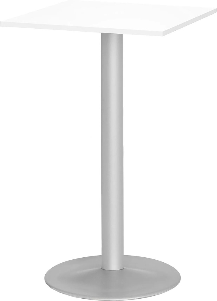 Barový stôl Bianca, 700x700 mm, biely, šedá podnož