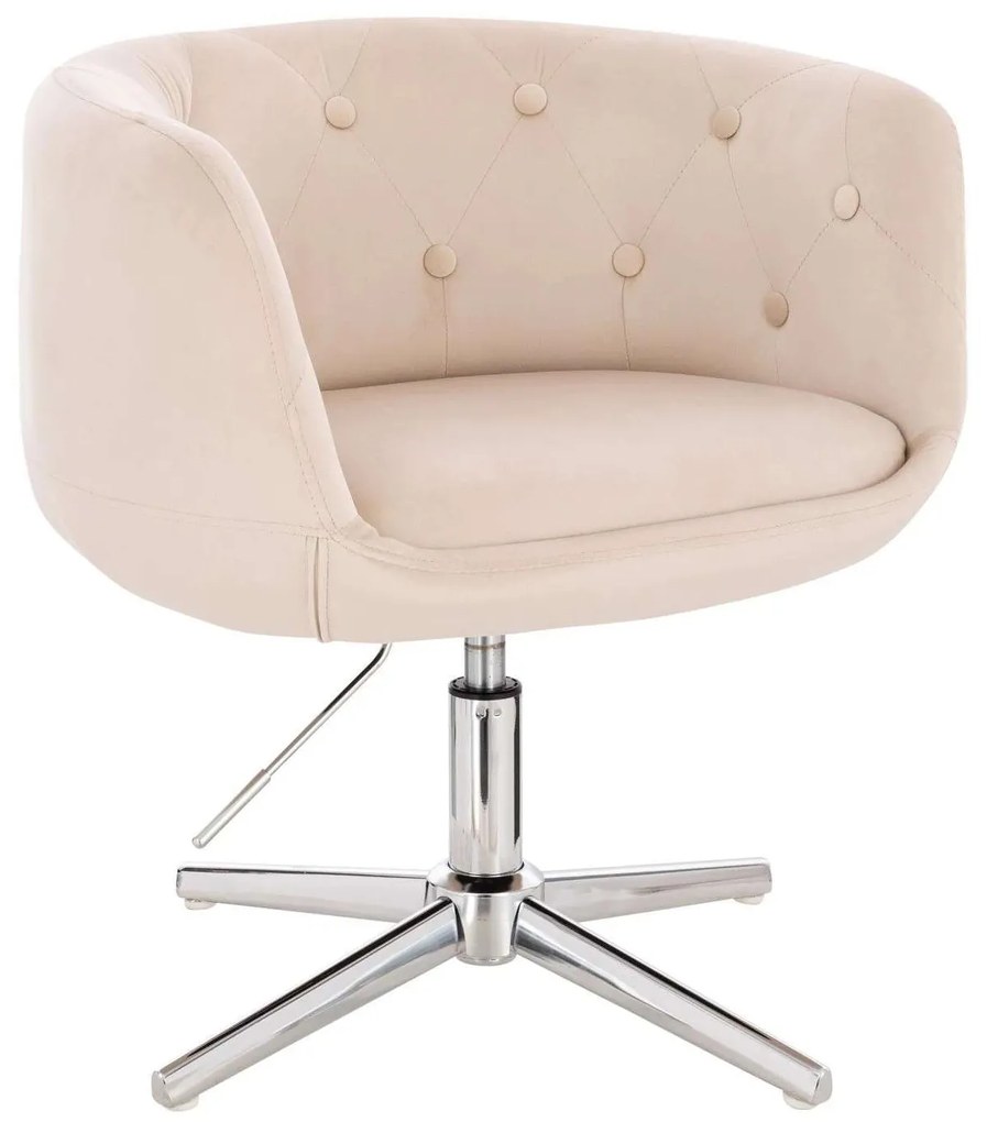 LuxuryForm DESIGN Kreslo MONTANA VELUR na striebornom kríži - krémové