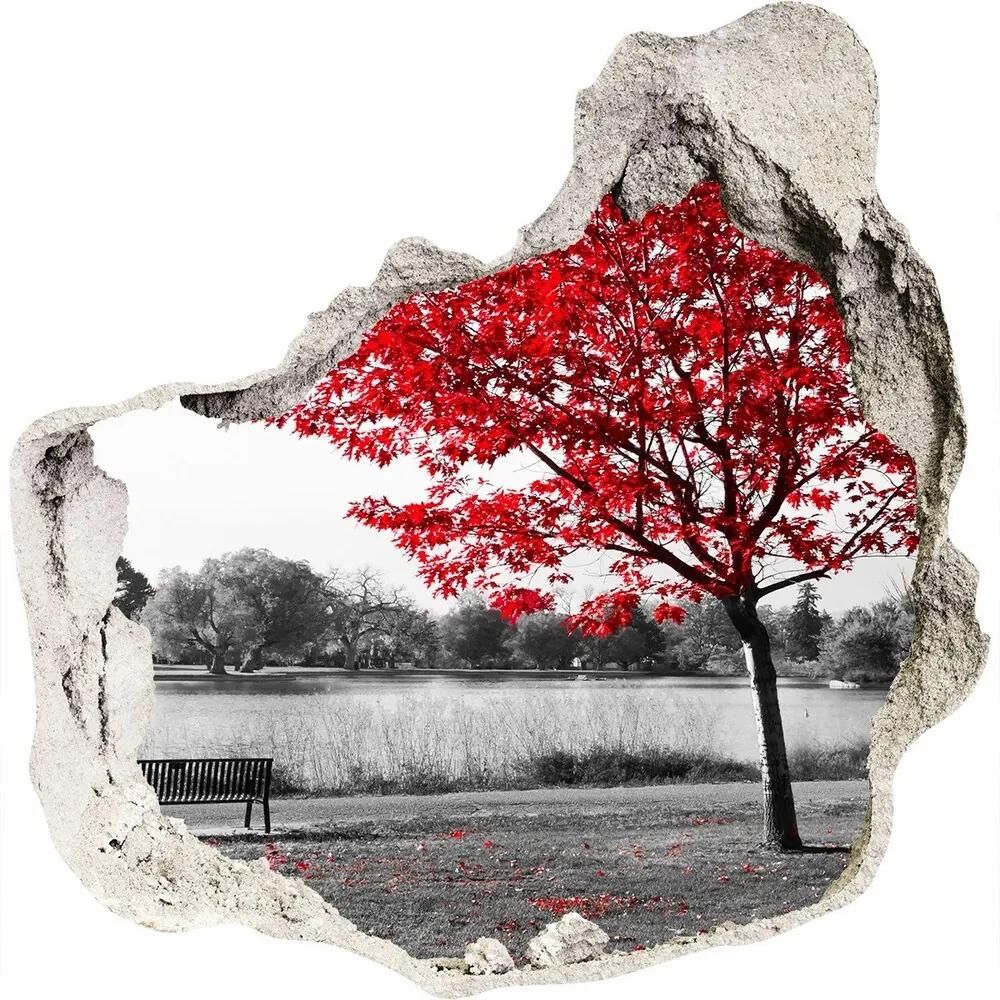 Nálepka fototapeta 3D výhľad Červený strom WallHole-75x75-piask-76838967