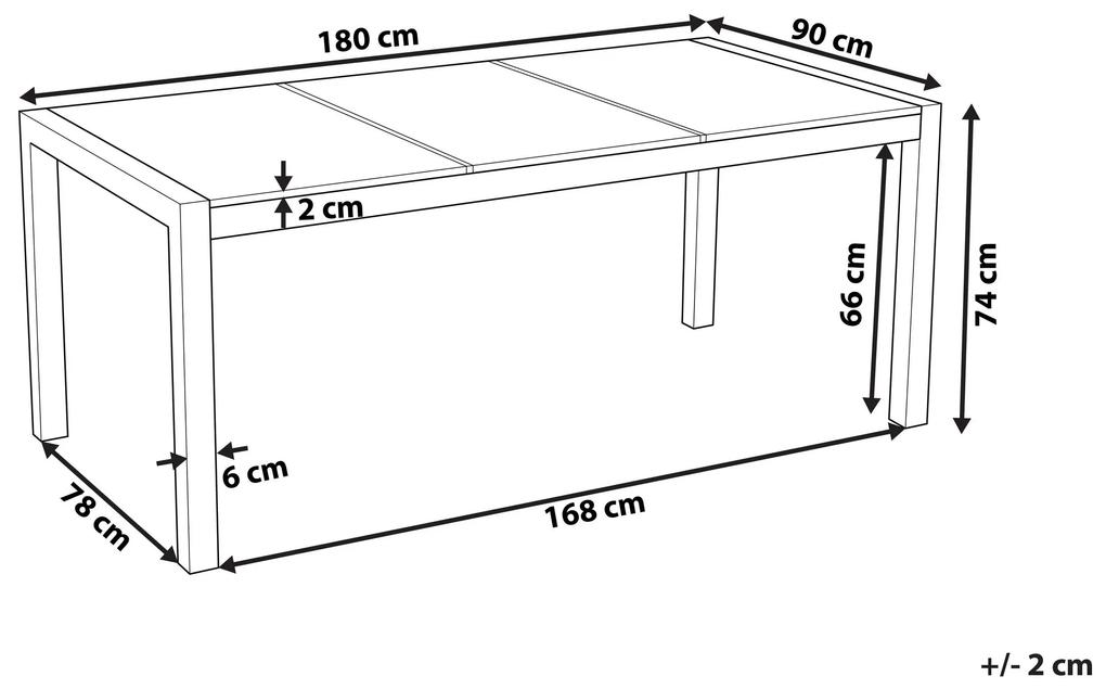 Záhradný stôl s 3-dielnou sklenenou doskou 180 x 90 cm priehľadný GROSSETO Beliani