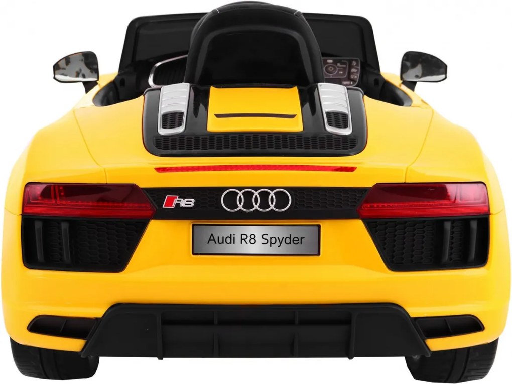 Ramiz Audi R8 Spyder batéria žltá + diaľkové ovládanie + EVA + pomalý štart + rádio MP3 + LED