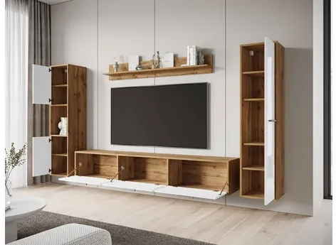 Obývacia stena Ikanro XL, Farby: biela / biely lesk