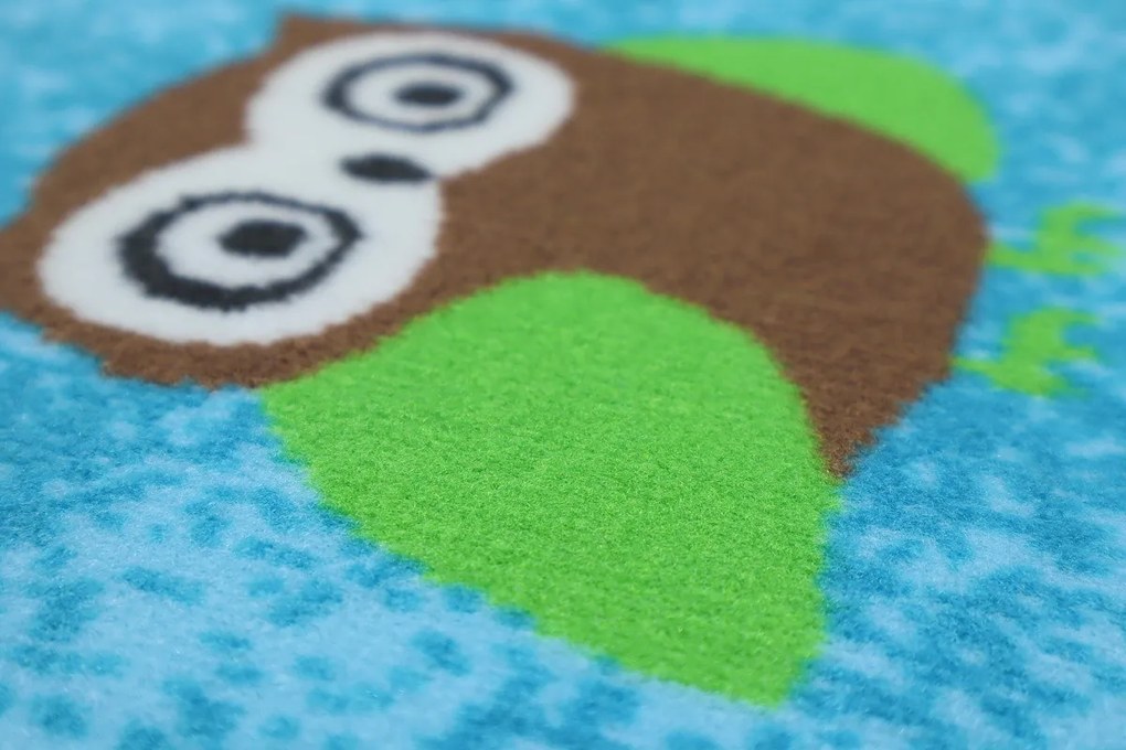 Vopi, Detský kusový koberec Sovička Silk 5298 tyrkys, 120x170, modrá, detská izba