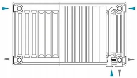 Invena Prov V22, panelový oceľový radiátor 500x900 mm, 1238W, pre spodné a bočné pripojenie, biela, INV-UG-93-509-KPL