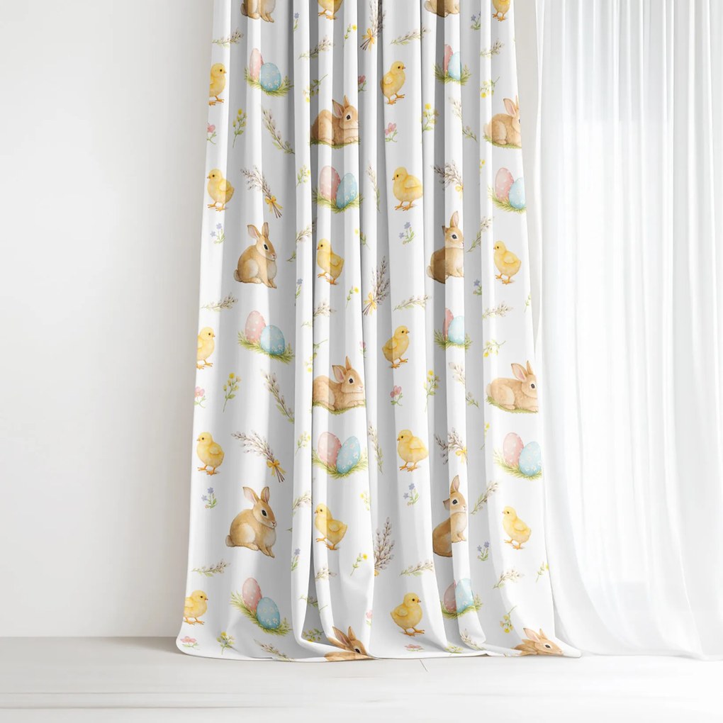 Goldea veľkonočný dekoračný záves - veselá veľká noc 240x150 cm