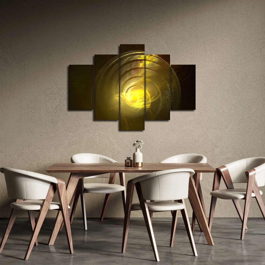 Obraz žltej abstraktnej špirály (150x105 cm)