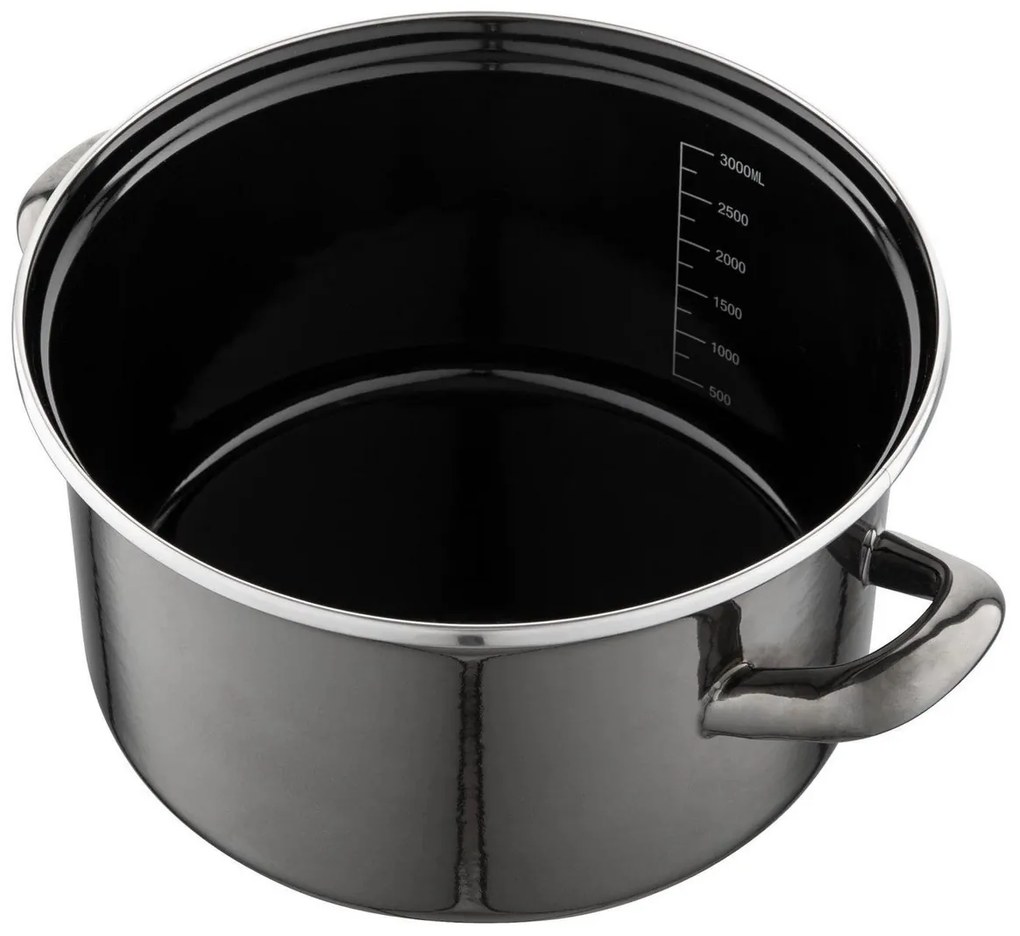 Smaltovaný hrniec s pokrievkou 3,3 l, čierna