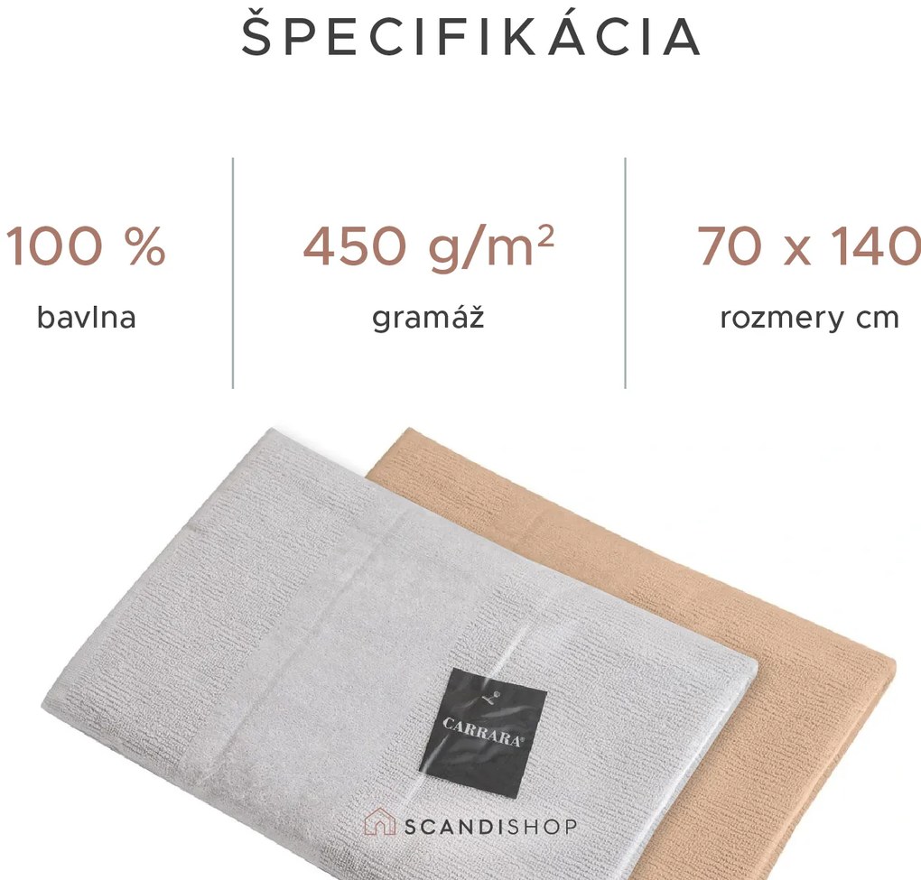 Osuška CARRARA 70x140 cm svetlohnedá, 100% bavlna