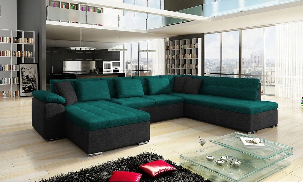 Rohová sedacia súprava Talia (tmavozelená tmavosivá)