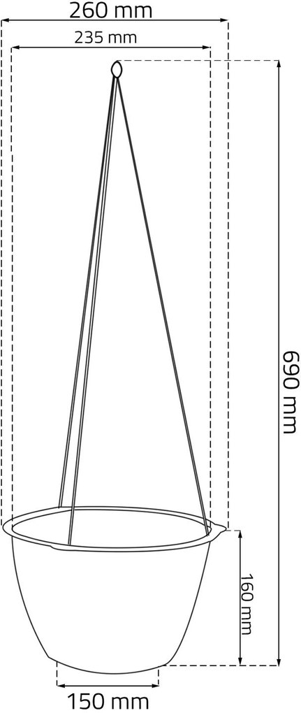 RATOLLA ROUND W Kvetináč závesný 21,7 cm, biela DRLW215S