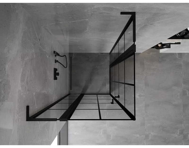 Mexen, Mexen Mist L Duo výklopný sprchový kút 110 x 110 cm, čierna mriežka - 8A4L-110L-110P-70-77