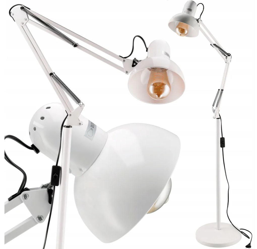BERGE LED stojacia lampa 1xE27 185cm biela