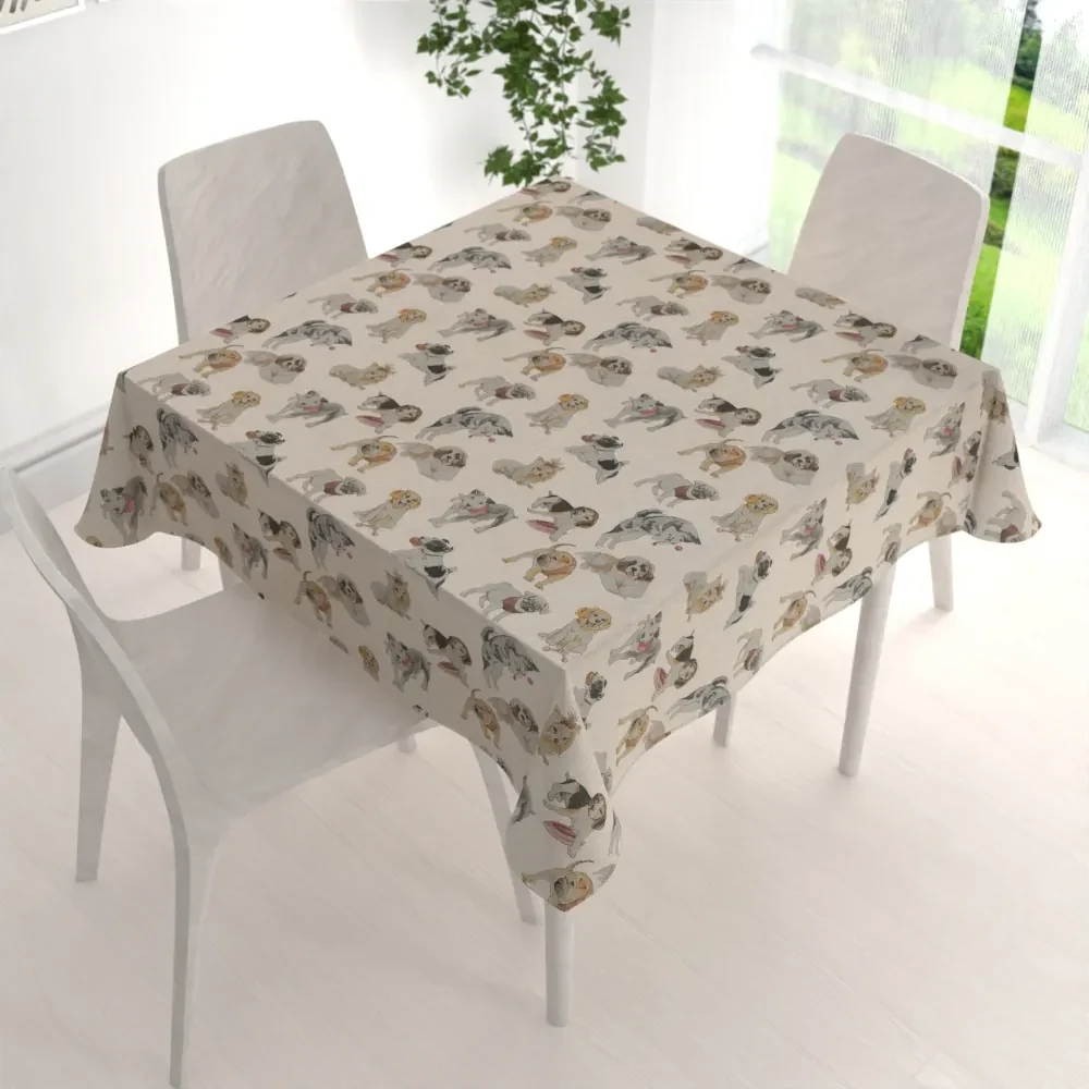 Biante Dekoračný štvorcový obrus PML-096 Šteniatka na hnedobéžovom 80x80 cm