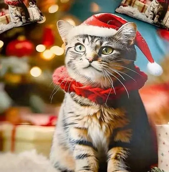 Obliečky Homa NAVI CAT CHRISTMAS 3-dielna sada 140x200 cm