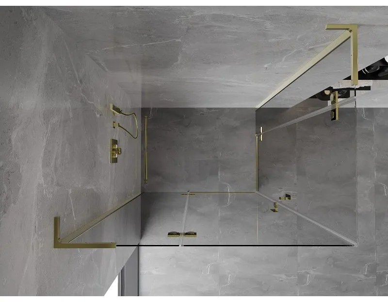Mexen Mist-H L Duo, 2-krídlový sprchový kút 120 x 80 cm, číre sklo, zlatý lesklý profil, 8A5L-120L-080P-50-00