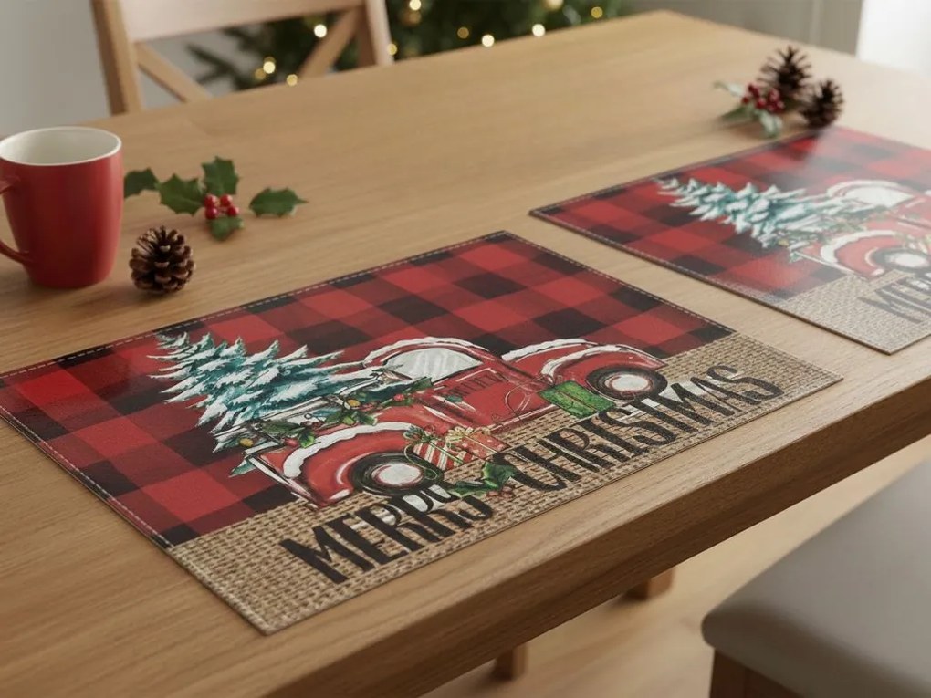 Vianočné prestieranie na stôl MERRY CHRISTMAS 30x45 cm, červené