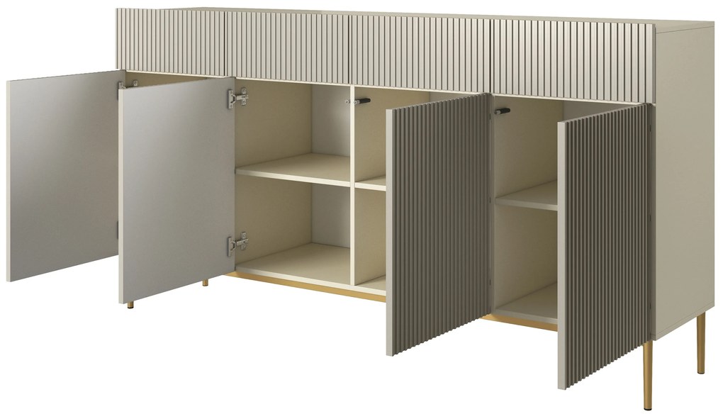 Komoda so zásuvkami Nicole 200 cm - kašmír / zlaté nohy