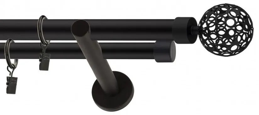 Dekorstudio Garniža dvojradová AZUR čierna-matná 19mm Dĺžka: 160cm, Typ príslušenstva: Bez príslušenstva