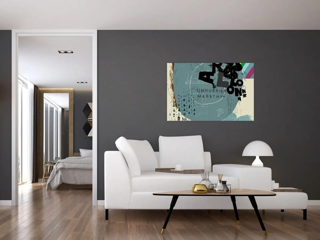 Obraz - Lietajúci balón s dúhou (90x60 cm)