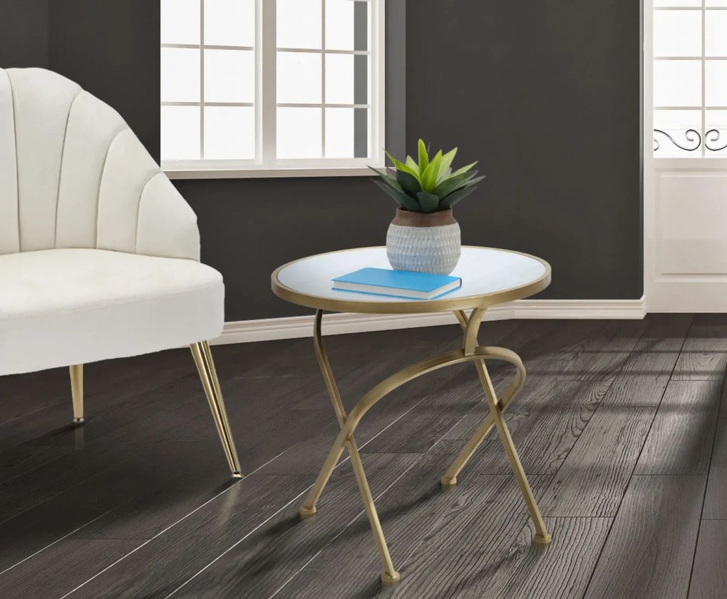 Odkladací stolík Glam 50 cm zlatý/mramor