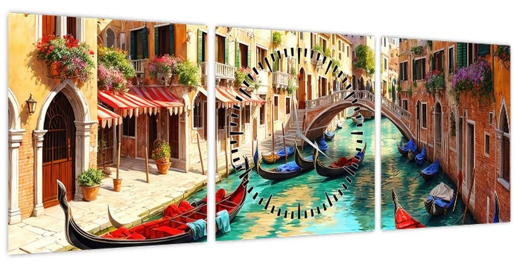 Obraz - Benátky (s hodinami) (90x30 cm)