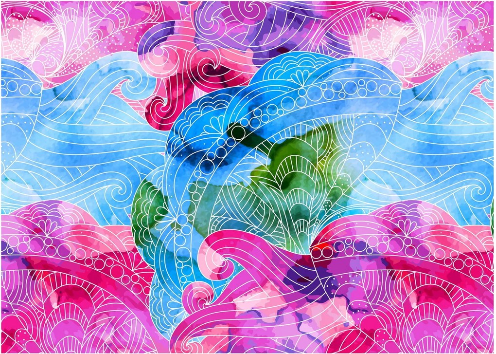 Sklenený obraz - Farebné vlny (70x50 cm)