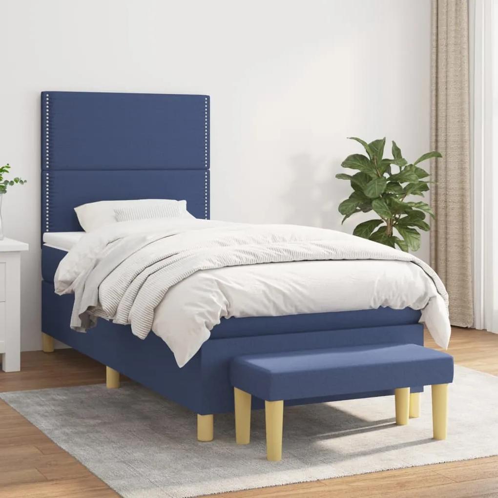 Boxspring posteľ s matracom modrá 100x200 cm látka 3137059