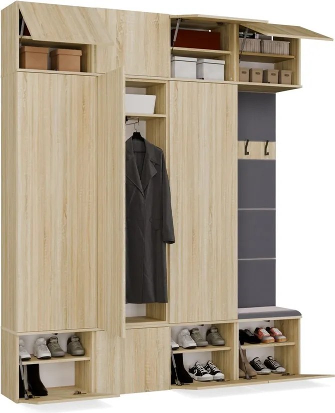 Předsíňová stěna Haga 3Sz1W 200 cm dub Sonoma