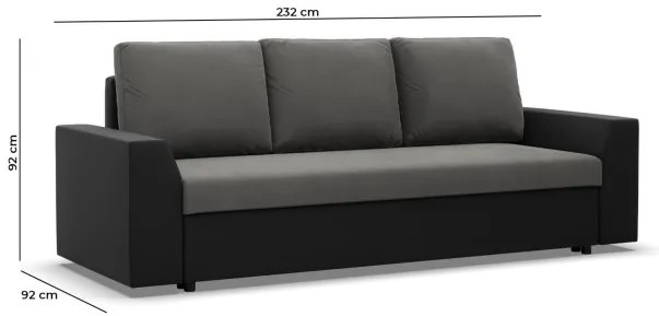 Trojmiestna rozkladacia sedačka LUGO tmavosivá / čierna