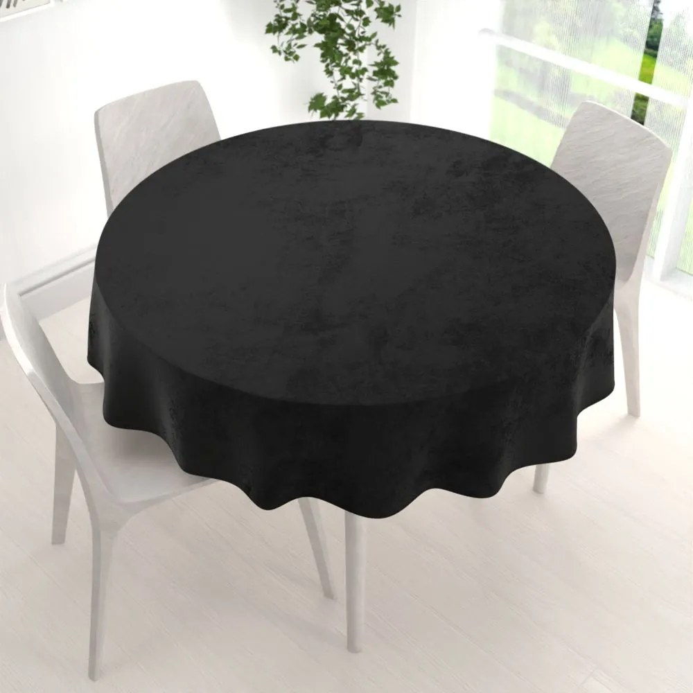 Biante Zamatový okrúhly obrus Velvet Premium SVP-023 Čierny Ø 120 cm