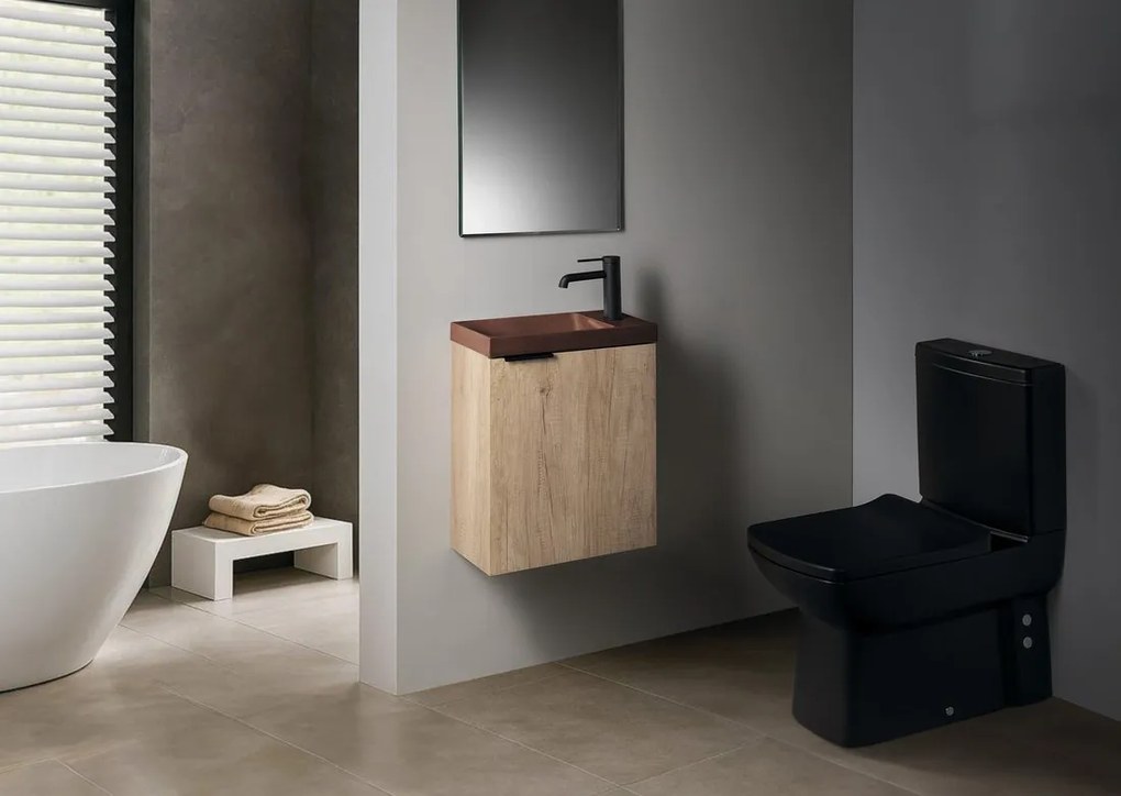 Sapho Sapho, AGOS betónové umývadlo 40x22cm, ľavé/pravé, tmavohnedá lesklá, AS40015