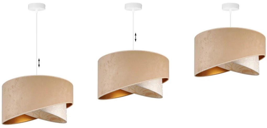 Závesné svietidlo Werona 7, 1x béžové/krémové textilné tienidlo so vzorom, w, g