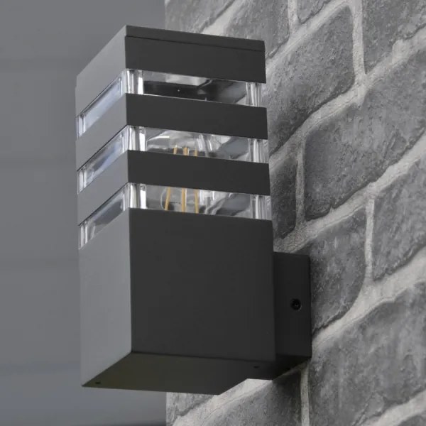 LED RGBW stmievateľné vonkajšie nástenné svietidlo TEKSAS 1xE27/12W/230V IP44 antracit