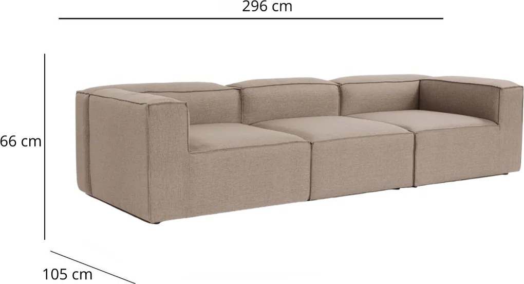 Třímístná pohovka Fora 296 cm hnědá