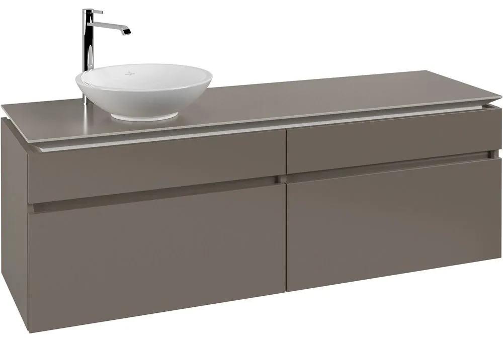 VILLEROY &amp; BOCH Legato závesná skrinka pod umývadlo na dosku (umývadlo vľavo), 4 zásuvky, 1600 x 500 x 550 mm, Truffle Grey, B59600VG