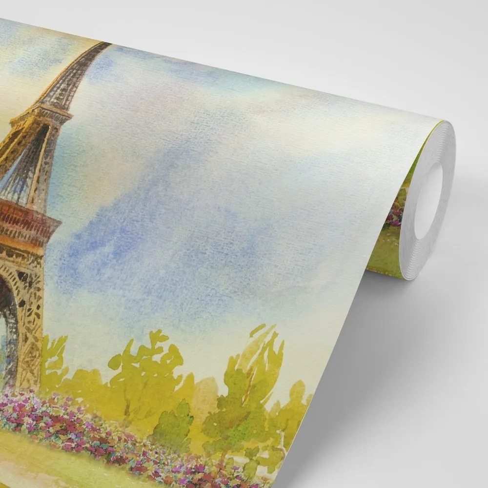 Samolepiaca tapeta Eiffelova veža v pastelových farbách - 150x100