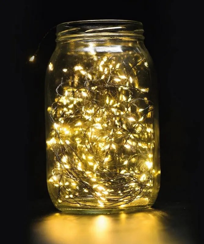 ACA Lighting LED dekoračná strieborná girlanda, 8 funkciou, teplá biela farba, 30 m, IP44 vonkajšiu
