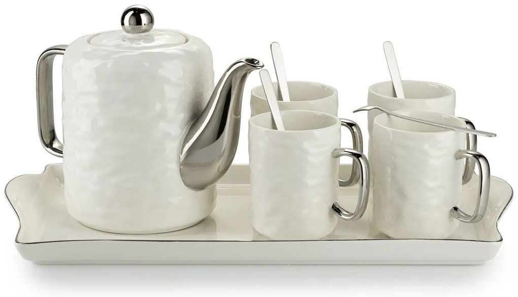 Čajový/kávový set Selena Silver White