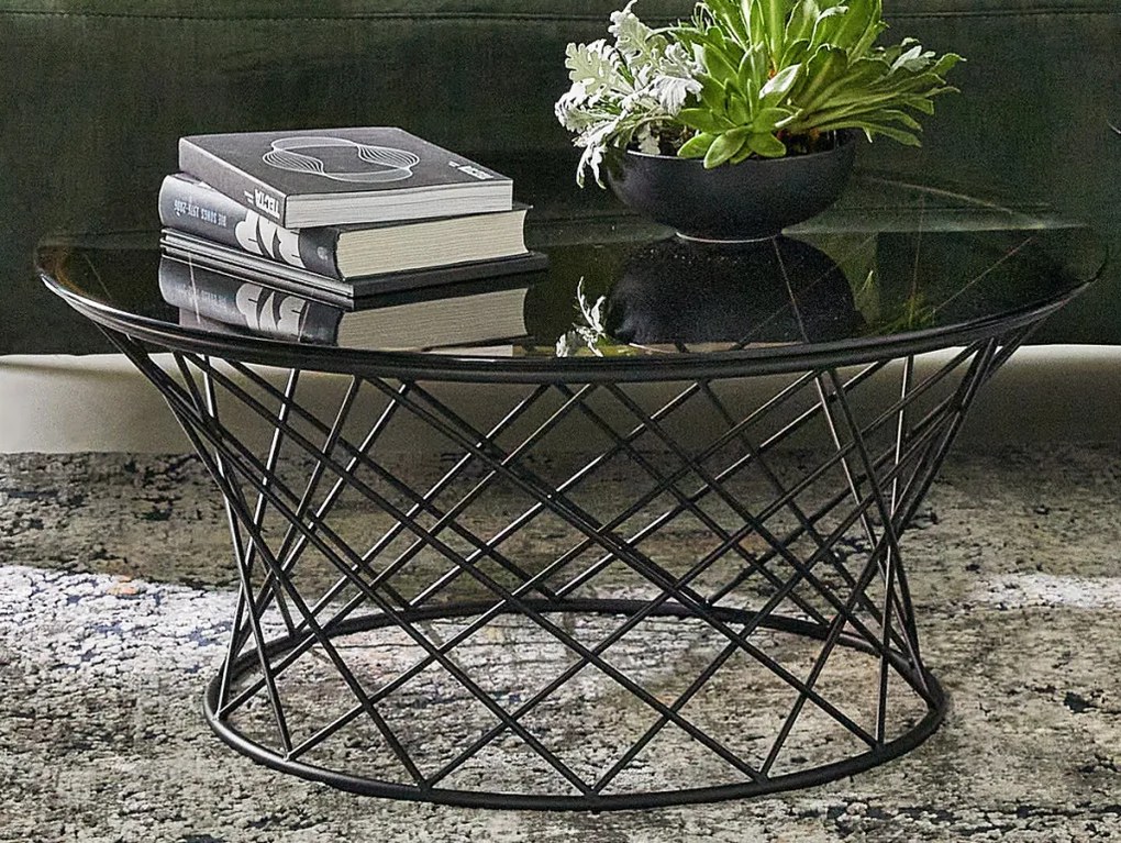 Okrúhly konferenčný stolík Noa 80 cm, čierny/sivý