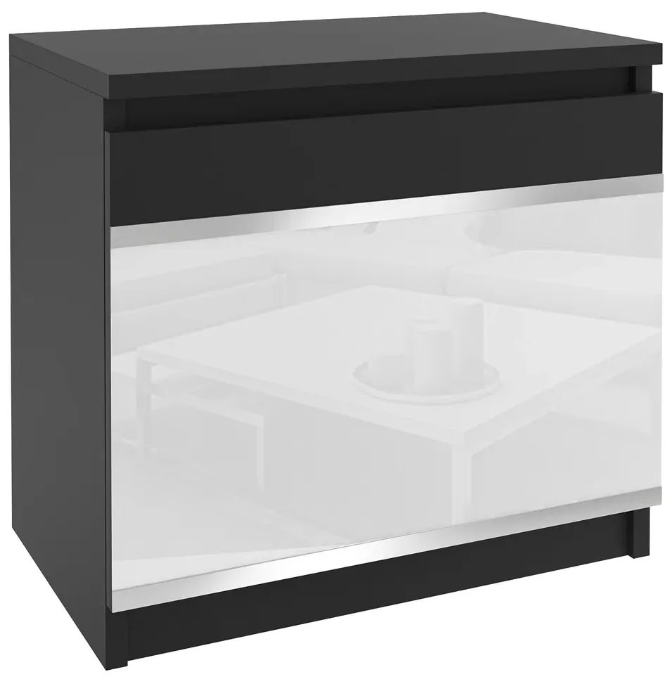 Nočný stolík Belini čierny / biely BH SN1/1/B/B/4W/0