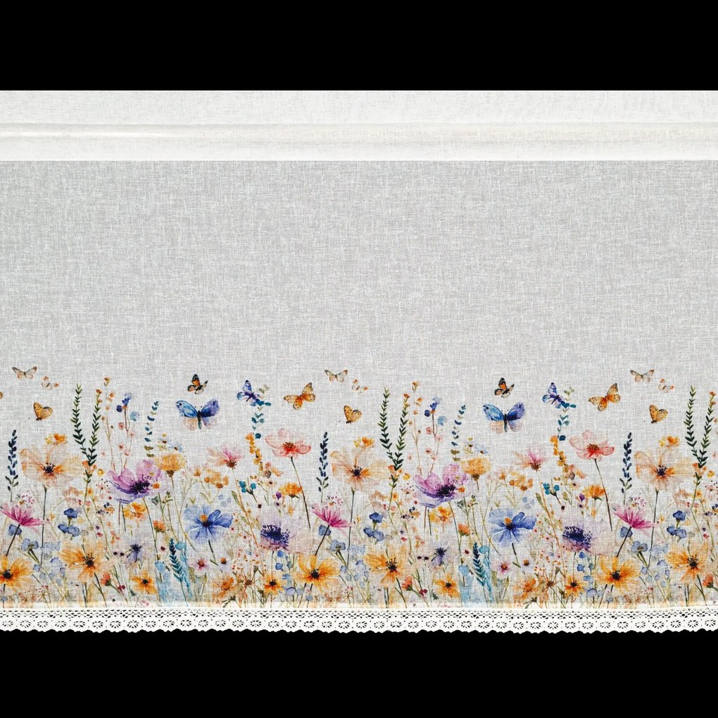 KRÁTKA ZÁCLONA NA PÁSKE ROZALIE 150X60 CM KVETY