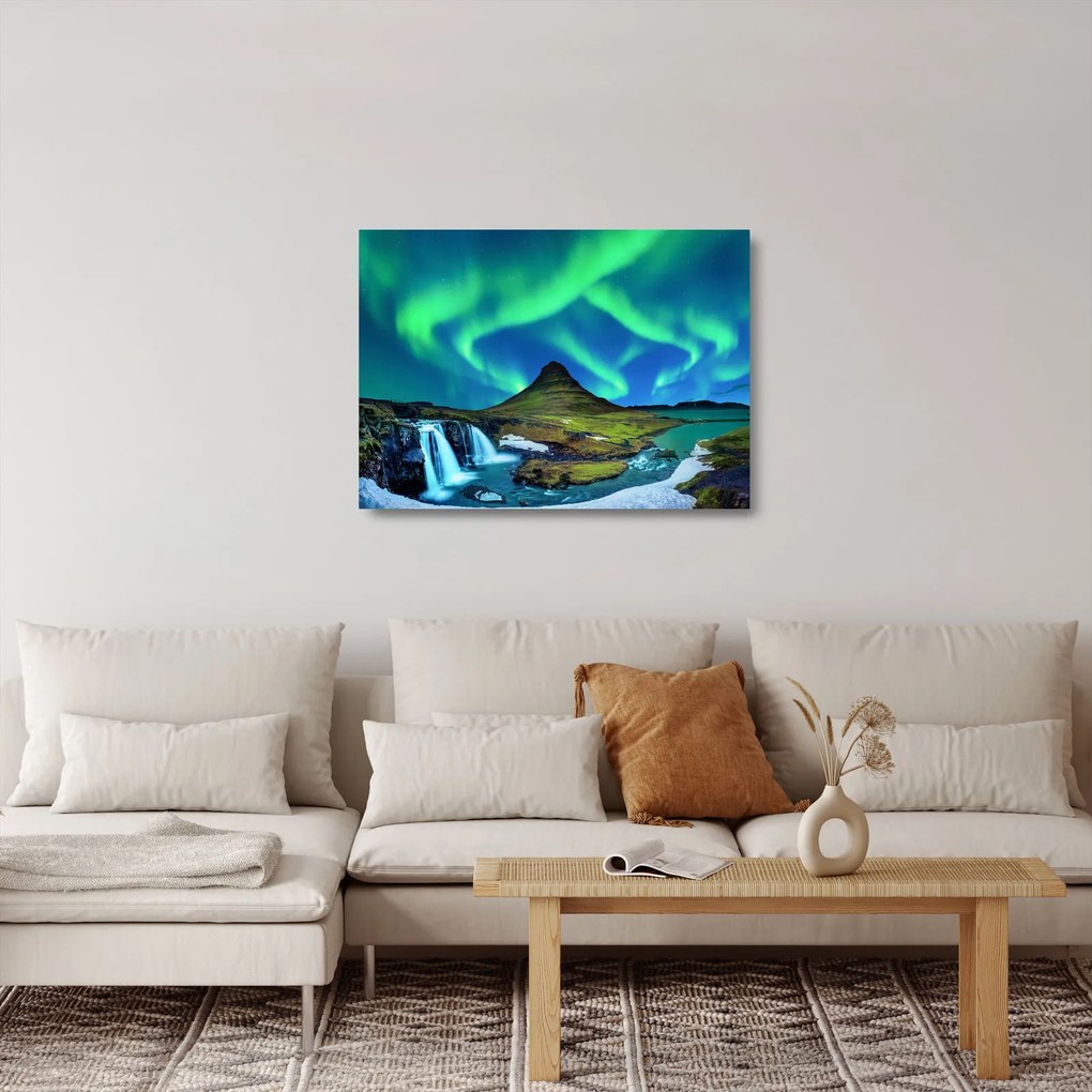 Sklenený obraz - Kirkjufell, Island (70x50 cm)
