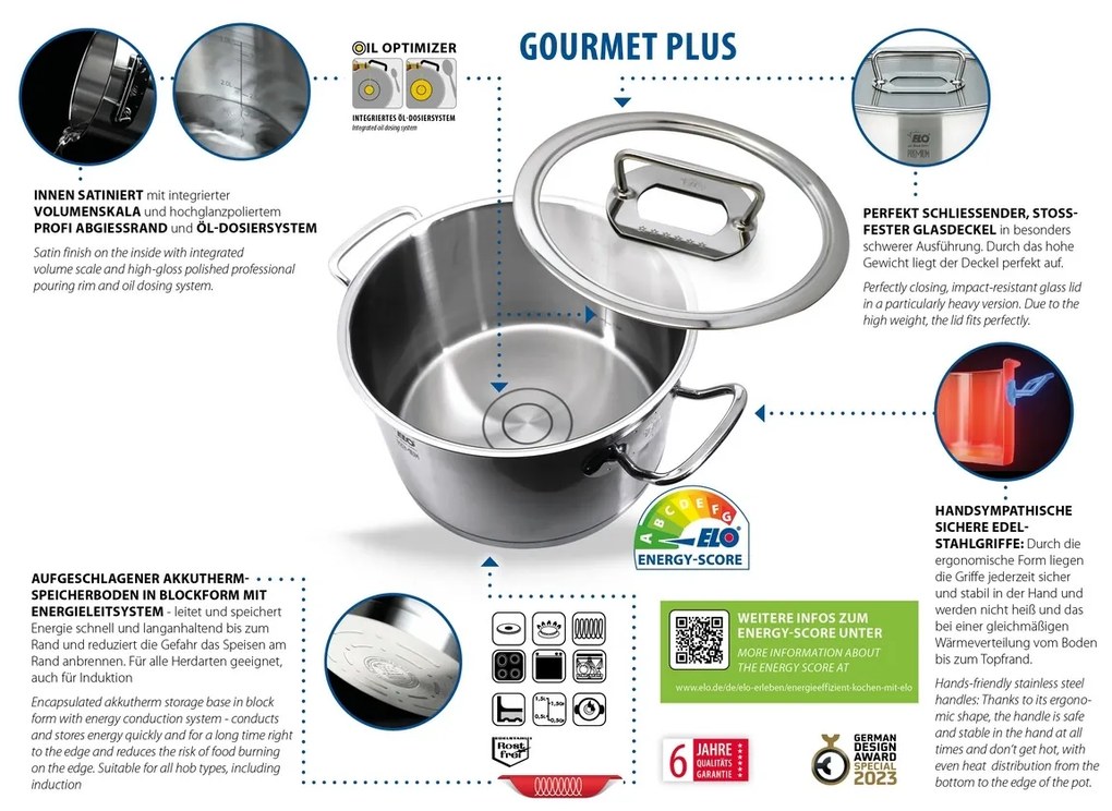Elo 40995 Premium 5-dielna súprava nehrdz. hrncov Gourmet Plus