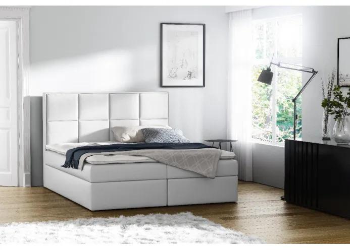 Čalouněná postel s úložným prostorem Sivio bílá eko kůže 120 + TOPPER ZDARMA