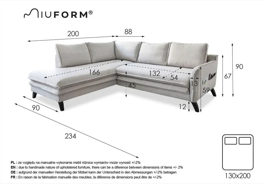 Pudrovoružová rozkladacia rohová pohovka Miuform Charming Charlie L, ľavý roh