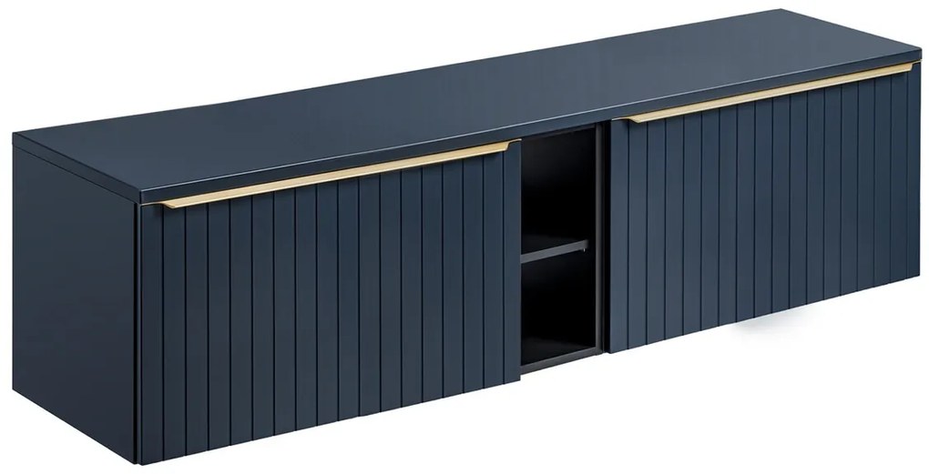 Závěsná skříňka pod umyvadlo Santa Fe s deskou 180 cm tmavě modrá